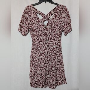 Jamie Brooke Elegant Red & White Floral Mini Dress With White Floral Size Medium
